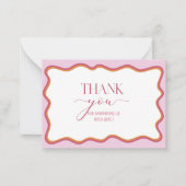 Waterverf Minimalist Wavy Hot Roze Sinaasappel Dan Notitiekaartje (Voorkant)