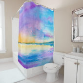 Waterverf - minimalistisch abstract landschap : ze douchegordijn (In situ)