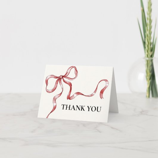 Waterverf  Minimalistisch Bow Baby shower Bedankkaart (Voorkant)
