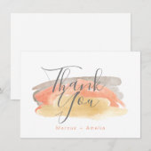 Waterverf minimalistisch huwelijk Bedankkaart (Voorkant / Achterkant)