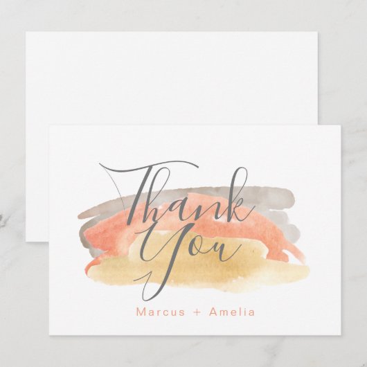  Waterverf minimalistisch huwelijk Bedankkaart (Voorkant / Achterkant)