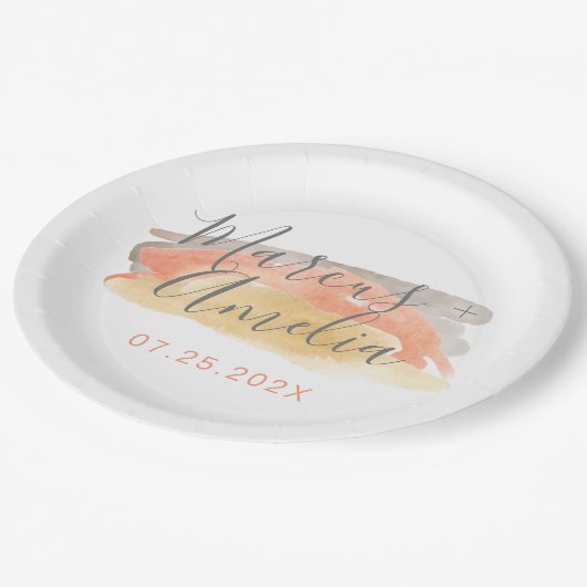 Waterverf minimalistisch huwelijk Papieren Bordje (Gekanteld)