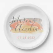 Waterverf minimalistisch huwelijk Papieren Bordje (Voorkant)