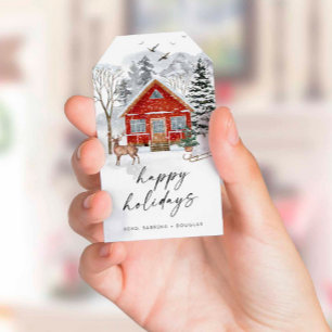 Waterverf minimalistisch kerstcadeauLabel voor ker Cadeaulabel