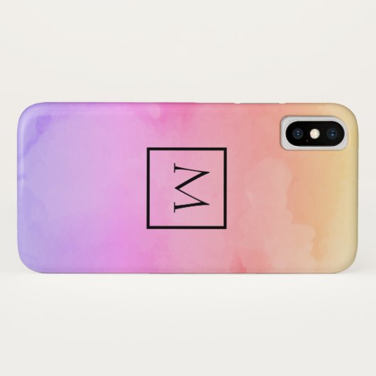 Waterverf minimalistisch rechthoekMonogram rechtho Case-Mate iPhone Case (Achterkant (horizontaal))