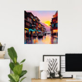 Waterverf minimalistisch voorbeeld stad Kabul Poster (Thuiskantoor)