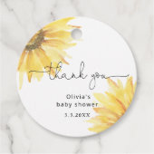 Waterverf minimalistisch zonnebloem baby shower bedankjes labels (Voorkant)