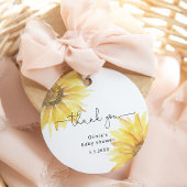 Waterverf minimalistisch zonnebloem baby shower bedankjes labels