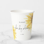 Waterverf minimalistisch zonnebloem baby shower papieren bekers (Achterkant)