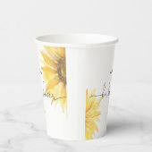 Waterverf minimalistisch zonnebloem baby shower papieren bekers (Rechts)