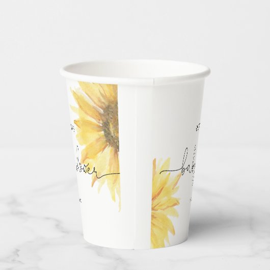 Waterverf minimalistisch zonnebloem baby shower papieren bekers (Rechts)
