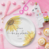 Waterverf minimalistisch zonnebloem baby shower papieren bordje (Feest)