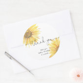 Waterverf minimalistisch zonnebloem baby shower ronde sticker (Envelop)