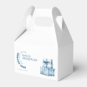 Waterverf minimalistische baby shower boy bedankdoosjes (Voorkant Zijde)