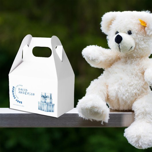 Waterverf minimalistische baby shower boy bedankdoosjes