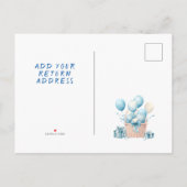 Waterverf minimalistische baby shower jongen foto uitnodiging briefkaart (Achterkant)