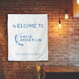 Waterverf minimalistische baby shower jongen foto wandkleed