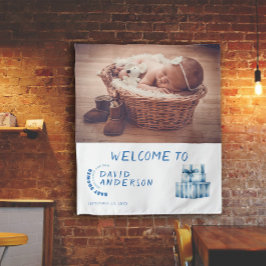 Waterverf minimalistische baby shower jongen foto wandkleed