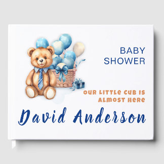 Waterverf minimalistische baby shower jongen gastenboek