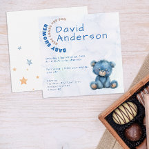 Waterverf minimalistische baby shower jongen