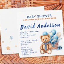 Waterverf minimalistische baby shower jongen