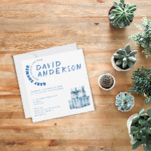 Waterverf minimalistische baby shower jongen