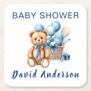 Waterverf minimalistische baby shower jongen kartonnen onderzetters