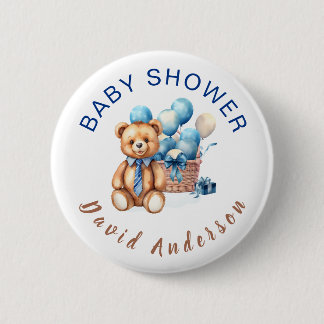 Waterverf minimalistische baby shower jongen ronde button 5,7 cm