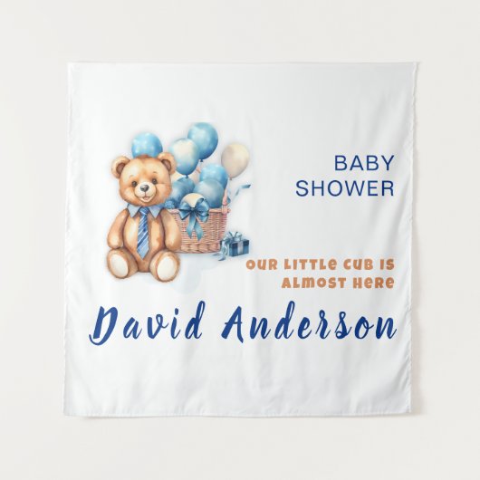 Waterverf minimalistische baby shower jongen wandkleed (Voorkant)