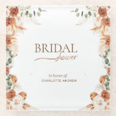 Waterverf Minimalistische Boho Chic Bruidsdouche Glazen Onderzetter (Voorkant)