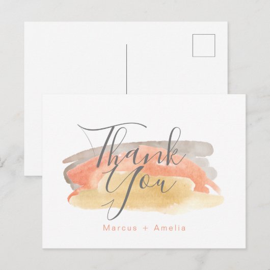 Waterverf minimalistische bruiloft Hartelijk dank Briefkaart (Voorkant / Achterkant)