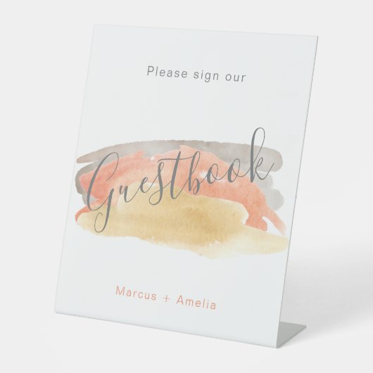  Waterverf minimalistische bruiloft Reclamebord Met Voetstuk (Voorkant)