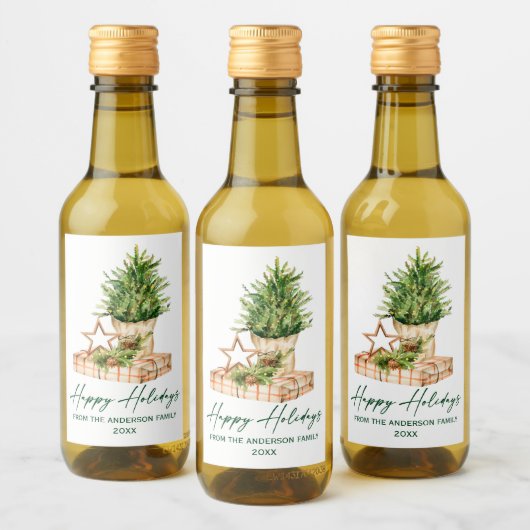 Waterverf minimalistische feestdag kalligrafie ink wijn etiket (Flessen)