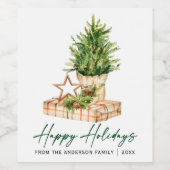 Waterverf minimalistische feestdag kalligrafie-ink wijn etiket (Enkel label)