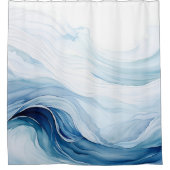 Waterverf minimalistische golven douchegordijn (Voorkant)
