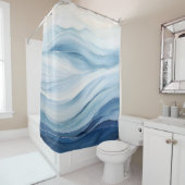Waterverf minimalistische golven douchegordijn (In situ)