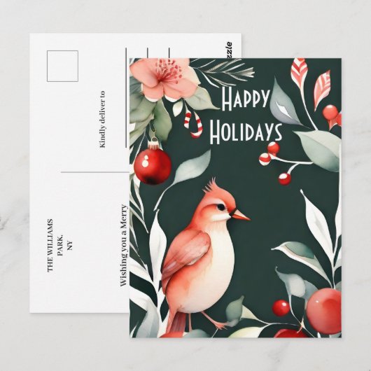 Waterverf minimalistische kerst briefkaart (Voorkant / Achterkant)