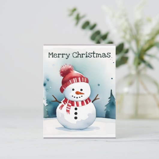 Waterverf minimalistische kerst briefkaart (Staand voorkant)
