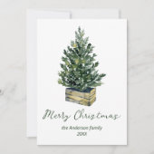 Waterverf Minimalistische Pine Tree Merry Christma Feestdagenkaart (Voorkant)
