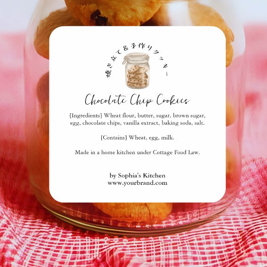 Waterverf Minimalistische Pot met Chocolade Chip C Vierkante Sticker