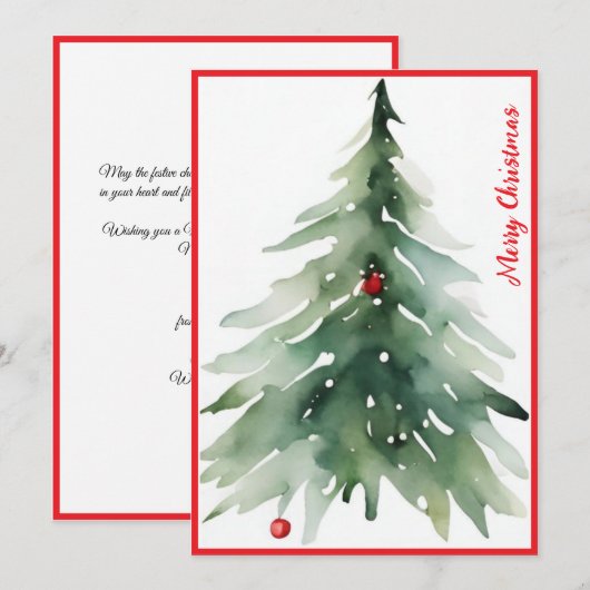 Waterverf minimalistische rode corporate kerst feestdagenkaart (Voorkant / Achterkant)