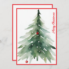 Waterverf minimalistische rode corporate kerst feestdagenkaart