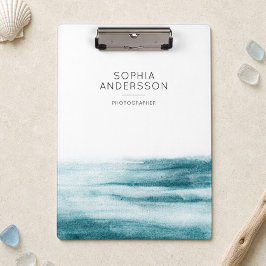 Waterverf Minimalistische Stofblauwe Oceaan Klembord