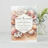 Waterverf minimalistische strand bruiloft save the date (Staand voorkant)