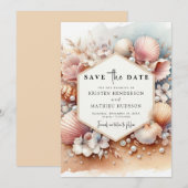Waterverf minimalistische strand bruiloft save the date (Voorkant / Achterkant)