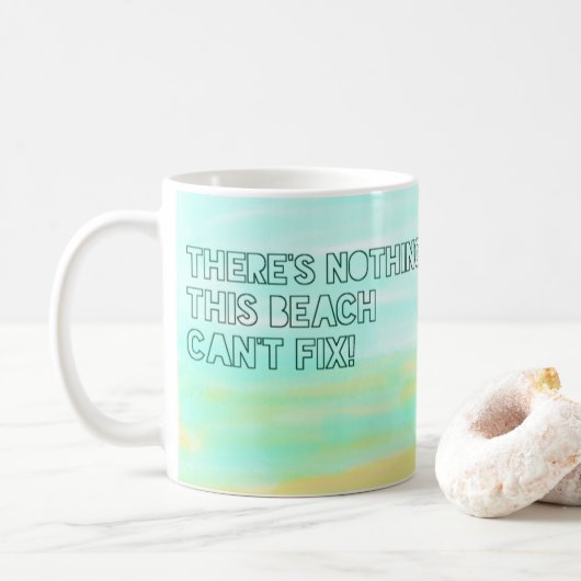 Waterverf minimalistische typografie van de Beach  Koffiemok (Met donut)