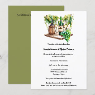 Waterverf minimalistische wijnflessen druiven land kaart