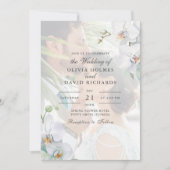 Waterverf minimalistische witte orchidee foto brui kaart (Voorkant)