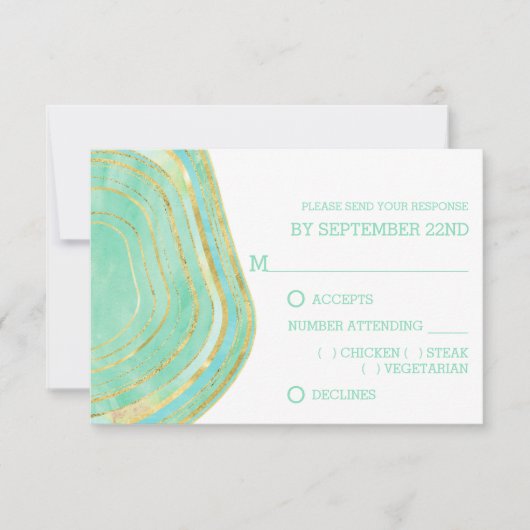 Waterverf Mint Agate met Gold | RSVP van maankeuze Kaartje (Voorkant)