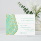 Waterverf Mint Agate met Gold | RSVP van maankeuze Kaartje (Staand voorkant)